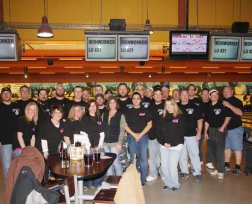 Image of Iron Workers Local 21 Members and Families at Annual Dollars Against Diabetes Bowling Event