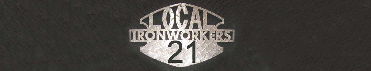 Banner with iron logo for Iron Workers Local 21