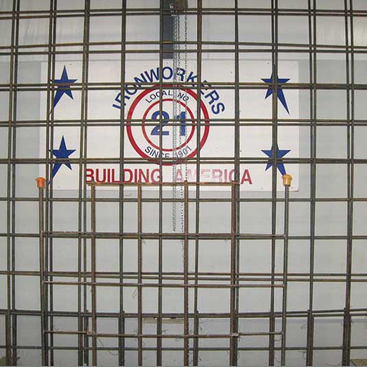 Training Center Image of Local 21 Sign with rebar